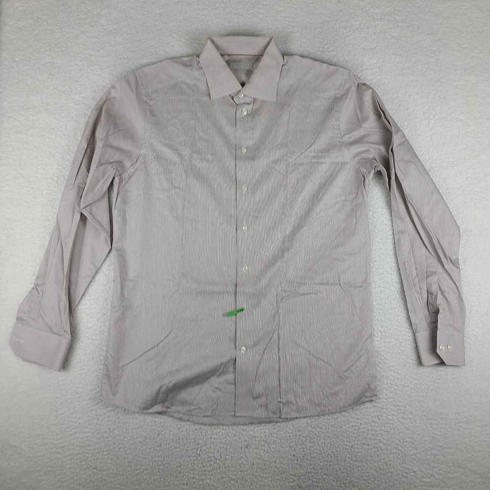 ETON Shirt Mens 17 / 43 Blue‎ Brown Striped Contemporary Dress Button Up *
